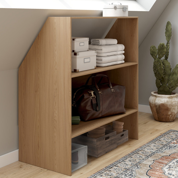 TOMI Scaffale sottopiano a 2 livelli 100 x 50 x 70/110 cm in legno di faggio