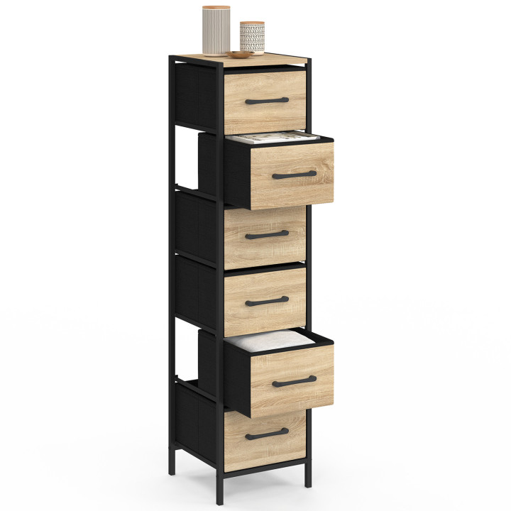 Mobile ausiliario a 6 cassetti UTAH 30 cm, cassettiera, mobile contenitore in stile industriale