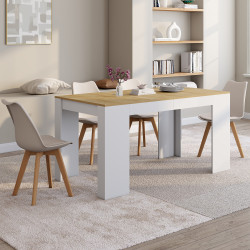 Tavolo da salotto allungabile 140 cm per 6 persone, in legno bianco e finitura faggio - ORLANDO