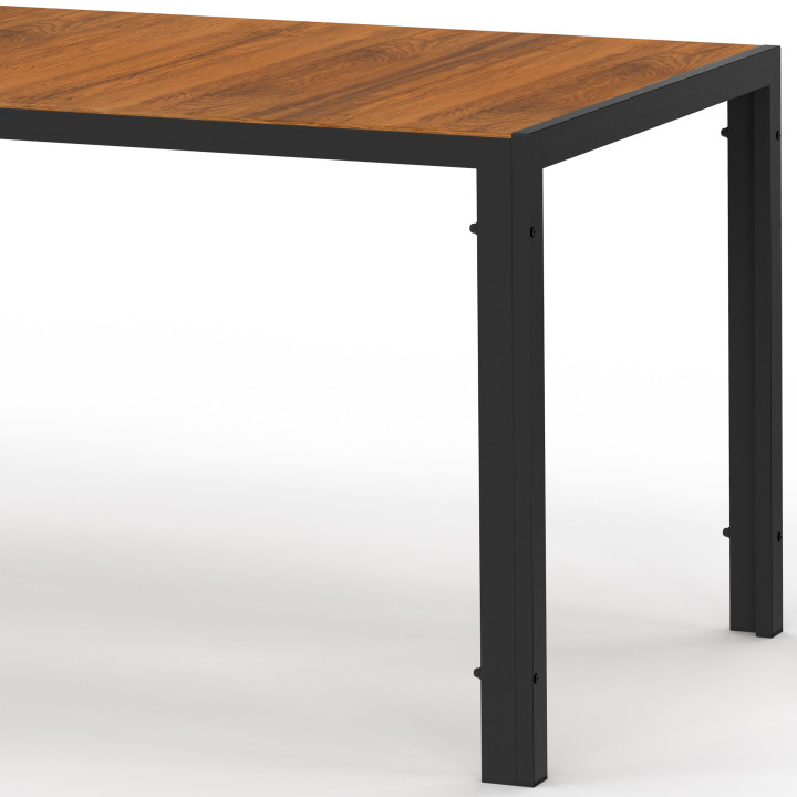 Salon de jardin NOUMEA table 240 cm plateau verre trempé effet bois et 10 chaises empilables noir et bois