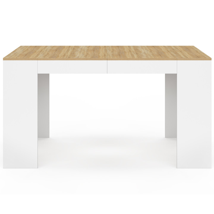 Tavolo da salotto allungabile 140 cm per 6 persone, in legno bianco e finitura faggio - ORLANDO