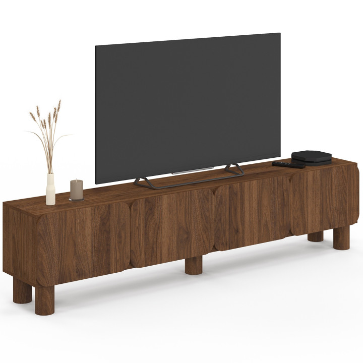 TV-kast 180 cm SARANDA met 4 afgeronde deuren in walnootlook