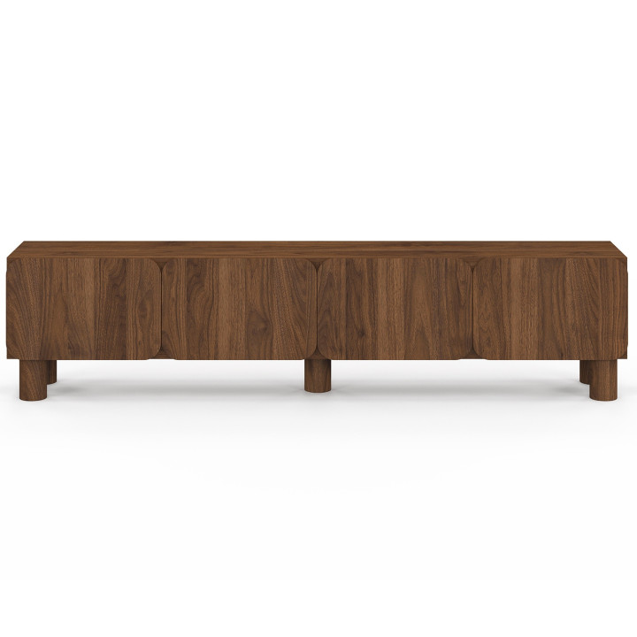 TV-kast 180 cm SARANDA met 4 afgeronde deuren in walnootlook