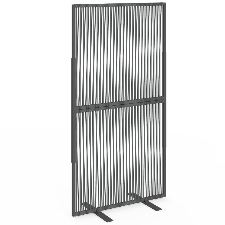 Paravento decorativo 80 x 150 cm RIO Cordame effetto rattan e metallo grigio antracite