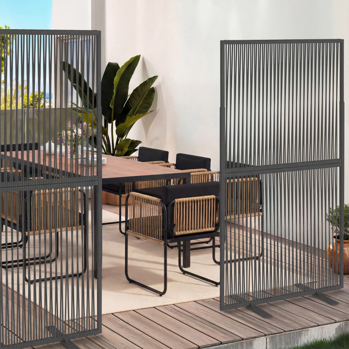 Paravento decorativo 80 x 150 cm RIO Cordame effetto rattan e metallo grigio antracite