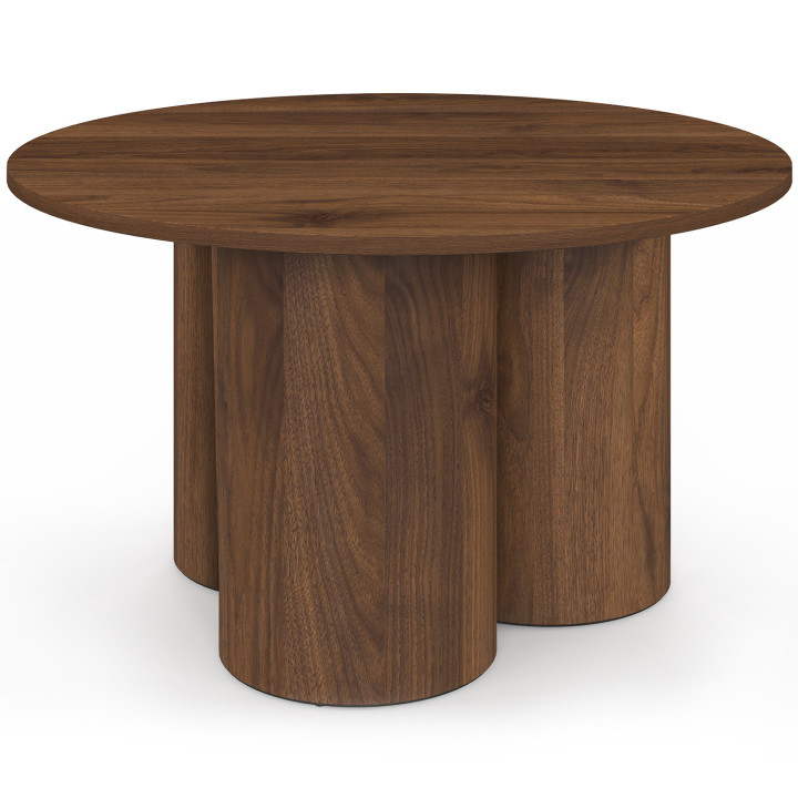 Table basse ronde ELOISE 70 cm bois effet noyer
