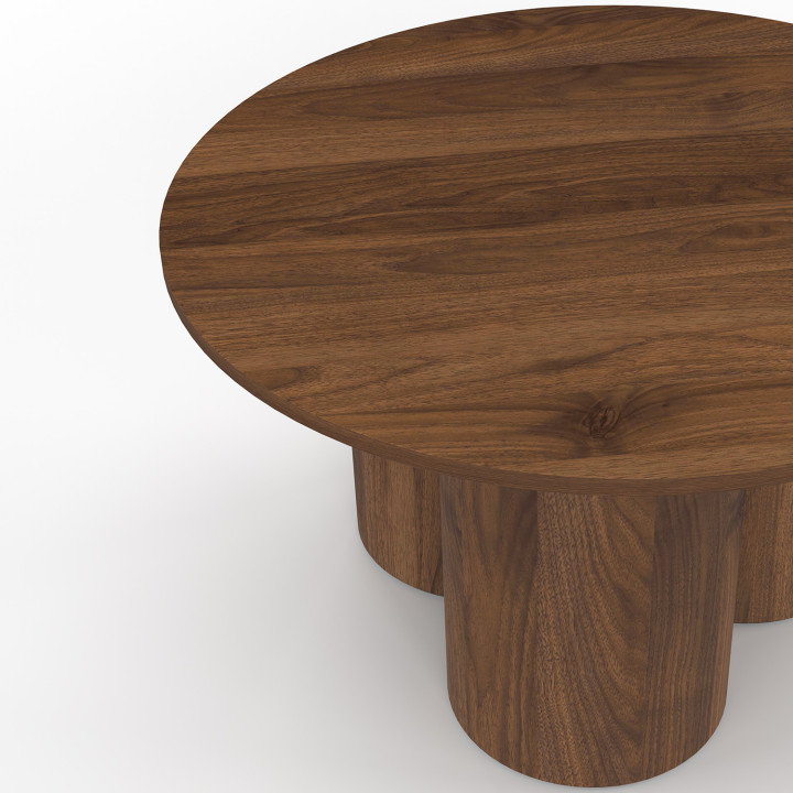 Table basse ronde ELOISE 70 cm bois effet noyer