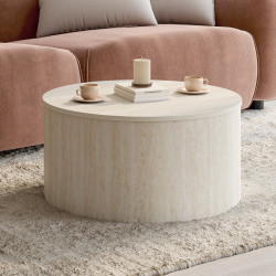 Ronde salontafel NOVA 70 cm in travertijnmotief