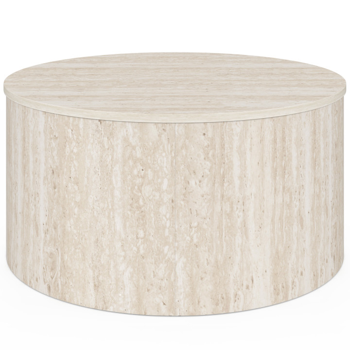 Ronde salontafel NOVA 70 cm in travertijnmotief