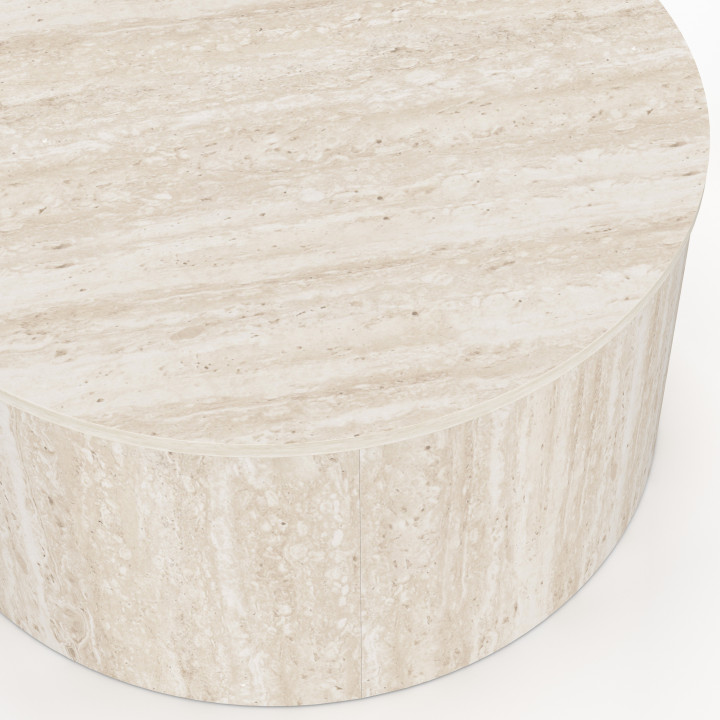 Ronde salontafel NOVA 70 cm in travertijnmotief