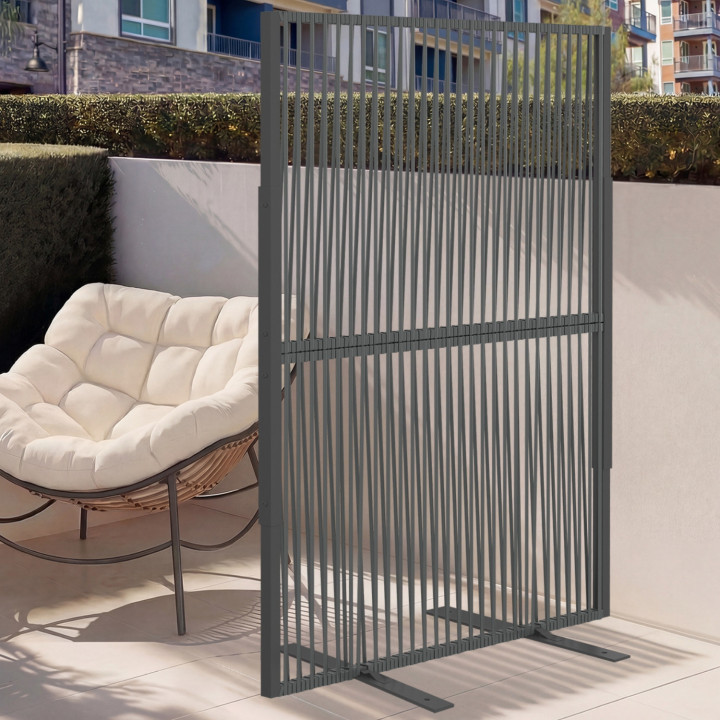 Paravento decorativo 80 x 150 cm RIO Cordame effetto rattan e metallo grigio antracite