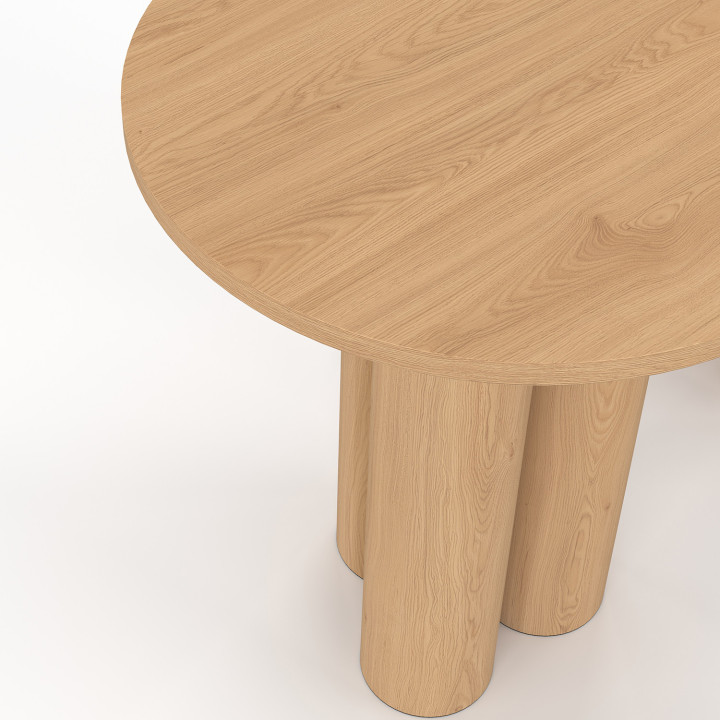 Lot de 2 tables d'appoint rondes, bouts de canapé ELOISE 40 cm bois effet hêtre