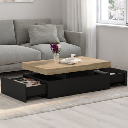 Rechthoekige salontafel met 2 zwarte laden en blad - ELSA | IDMarket