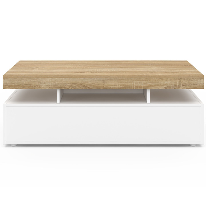 Mesa de centro rectangular con 2 cajones y tablero blancos - ELSA | España IDMarket