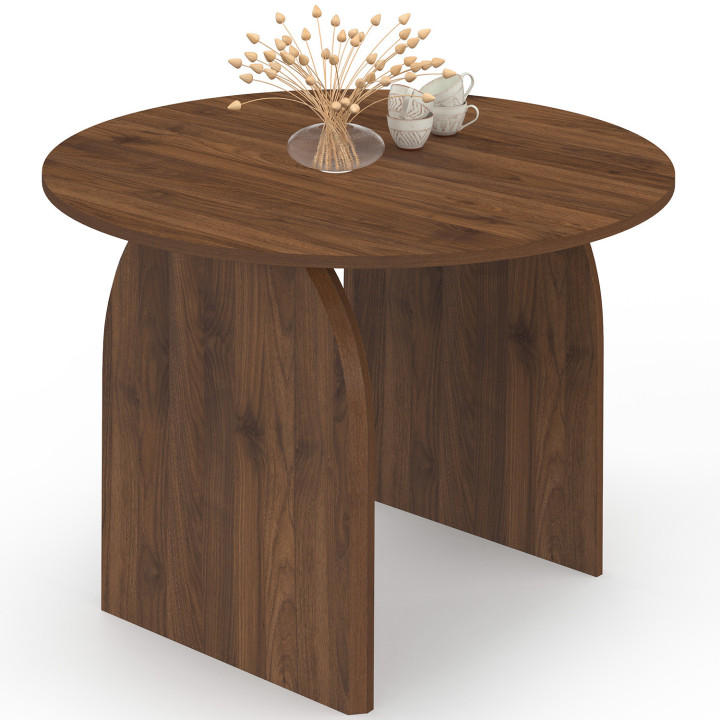 Table à manger extensible japandi ovale EDITH 4-8 personnes noyer 110-150 cm