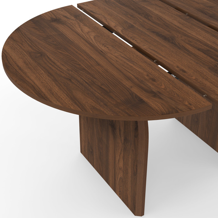 Table à manger extensible japandi ovale EDITH 4-8 personnes noyer 110-150 cm