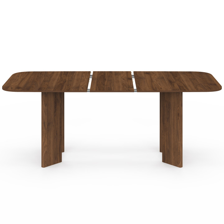 CAPUCINE Mesa de comedor redonda rectangular extensible para 6-10 personas con 4 patas redondeadas de nogal 160-200 cm