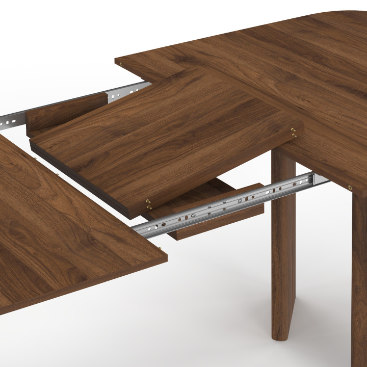 CAPUCINE 6-10 persoons ronde rechthoekige uitschuifbare eettafel met 4 afgeronde notenhouten poten 160-200 cm