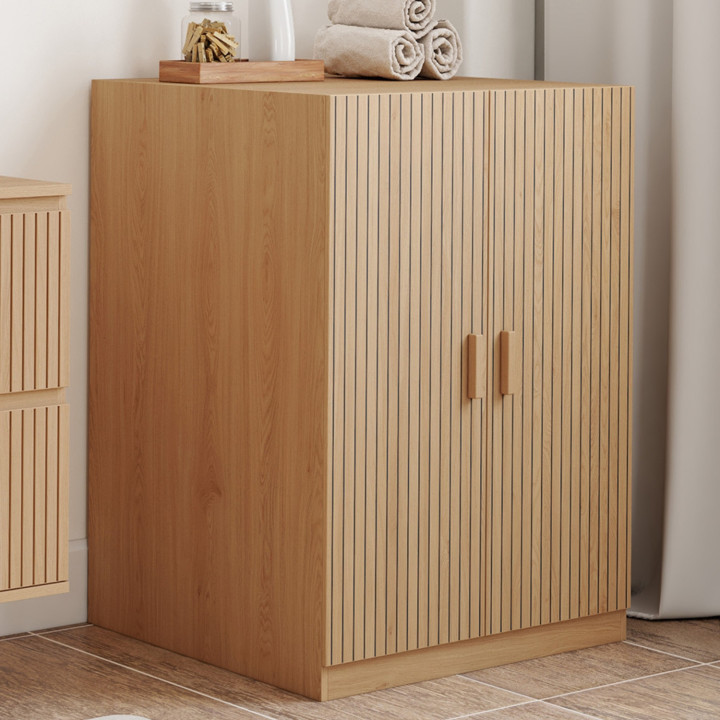 Mobile lavatrice con ante JULIETTE, effetto dogato, colore rovere