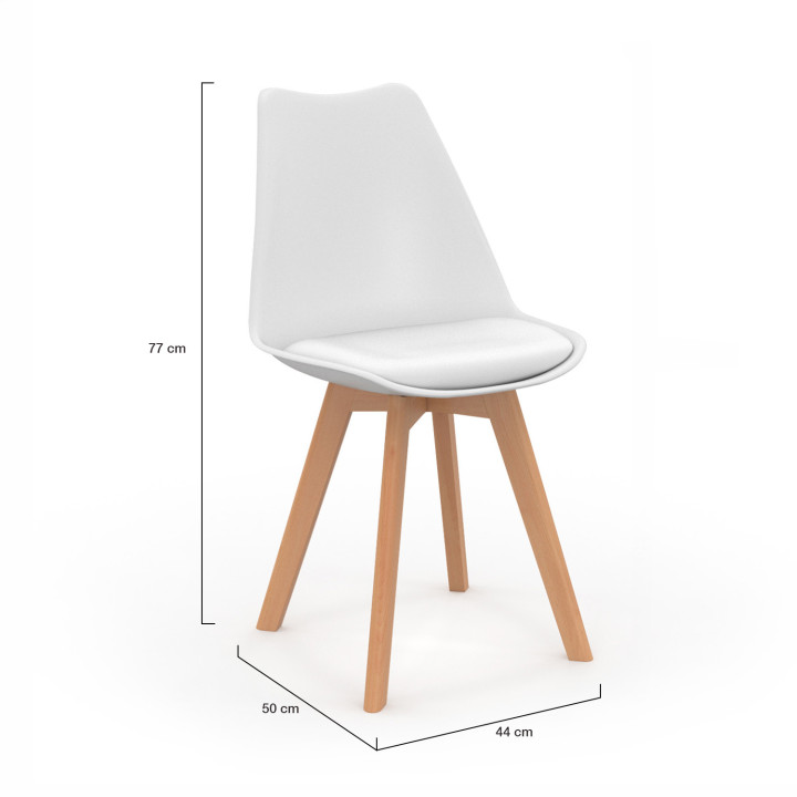 Lot de 4 chaises scandinaves SARA blanches pour salle à manger