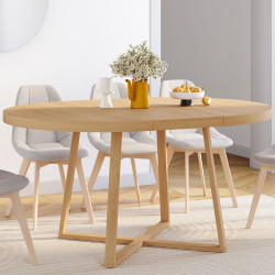 Ausziehbarer runder Esstisch 4-8 Personen Holz Bucheffekt 110-150 cm - SELMA | IdMarket