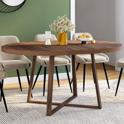 Ausziehbarer runder Esstisch SELMA 4-8 Personen Walnuss 110-150 cm