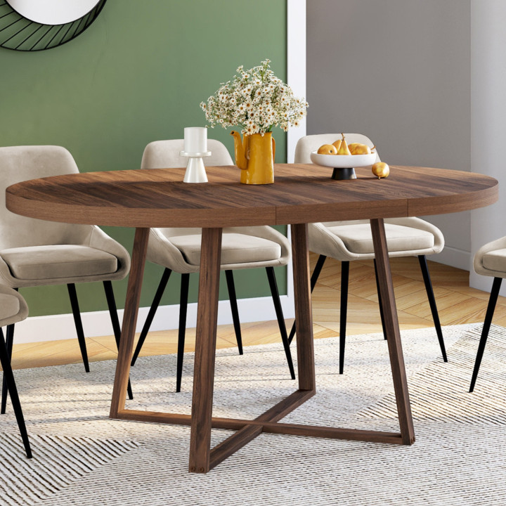 SELMA tavolo da pranzo rotondo allungabile 4-8 persone noce 110-150 cm