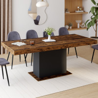 Table à manger extensible rectangle dayton 6-10 personnes design industriel 160-200 cm