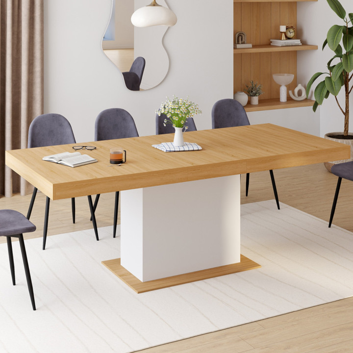 Tavolo da pranzo in legno e bianco - EDEN