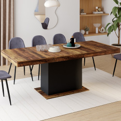 Mesa de comedor extensible de madera oscura y negra 6-10 personas - EDEN | ID Market