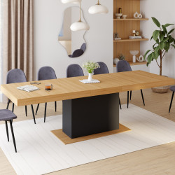 Mesa de comedor extensible de madera y negro para 8-12 personas - EDEN | ID Market