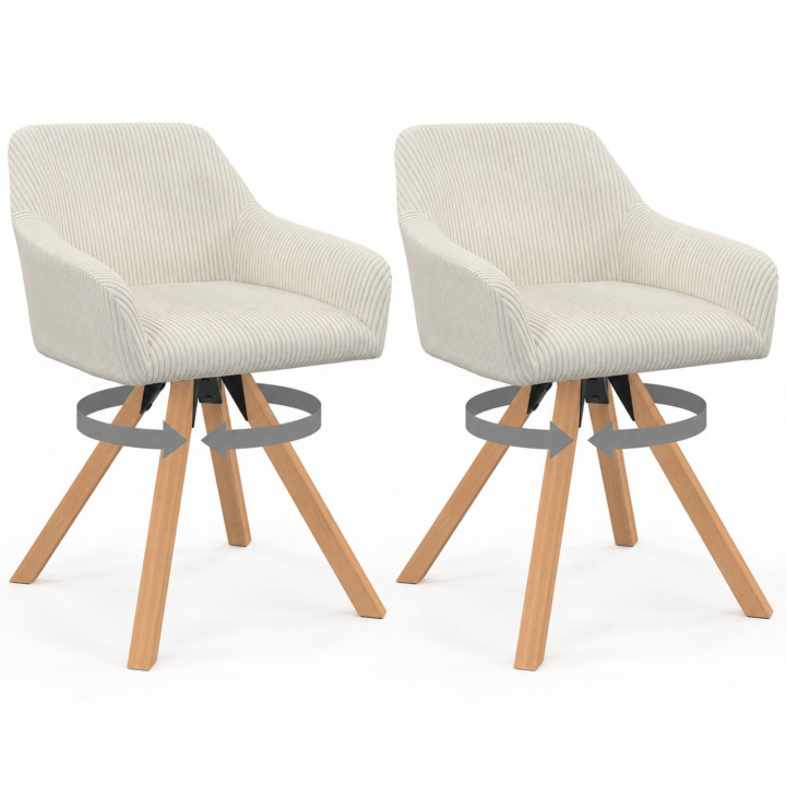 Juego de 2 sillas de comedor giratorias y sillones de mesa de terciopelo - JANY | España IDMarket