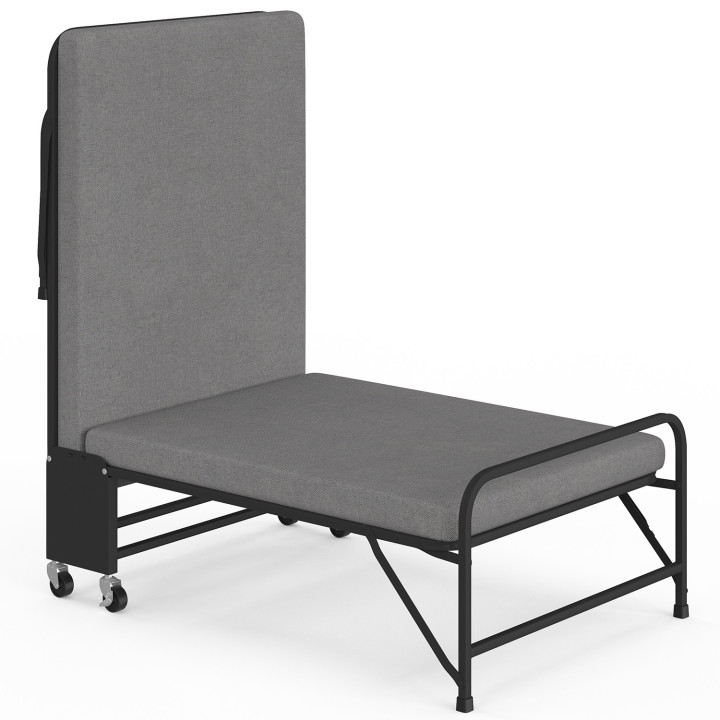 Letto supplementare in metallo pieghevole per 1 persona ZAK con base e materasso 70x190 cm grigio e nero