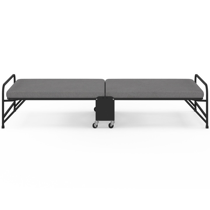 Letto supplementare in metallo pieghevole per 1 persona ZAK con base e materasso 70x190 cm grigio e nero