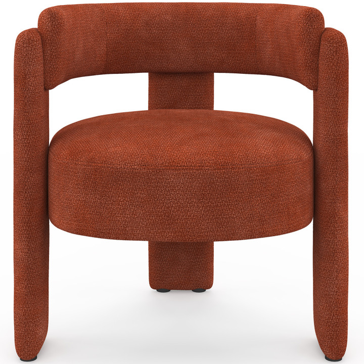 Poltrona treppiede GUSTAVE in tessuto ciniglia terracotta