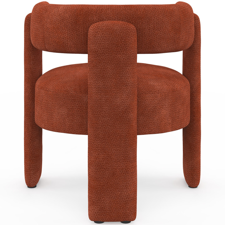 Poltrona treppiede GUSTAVE in tessuto ciniglia terracotta