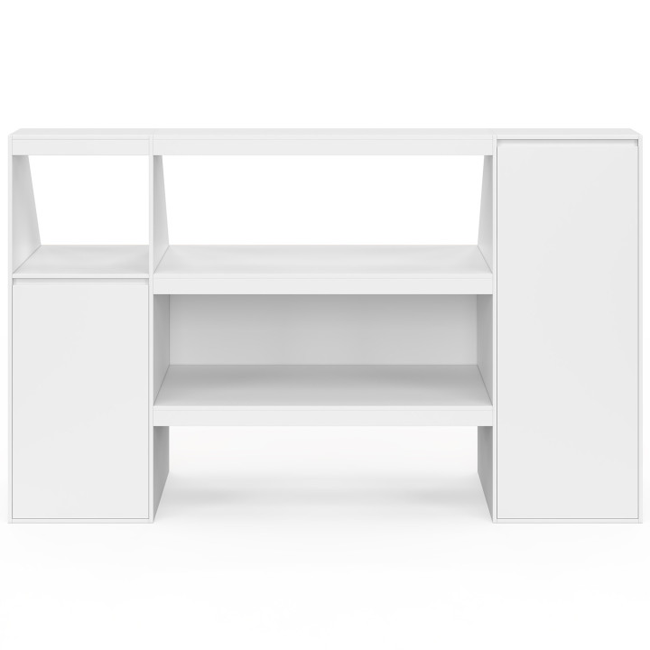 Ensemble étagère 2 niveaux, armoire 2 armoire 1 porte + 1 niche sous pente TOMI blanc