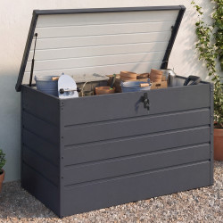 Abschließbare Aufbewahrungsbox aus Metall Anthrazitgrau für den Garten 810L | ID Market