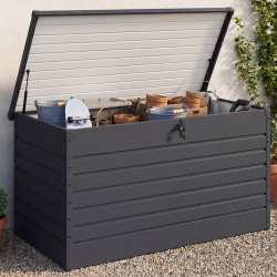 Caja metálica con cerradura gris antracita para jardín 1250L 175x95x90 cm | IdMarket