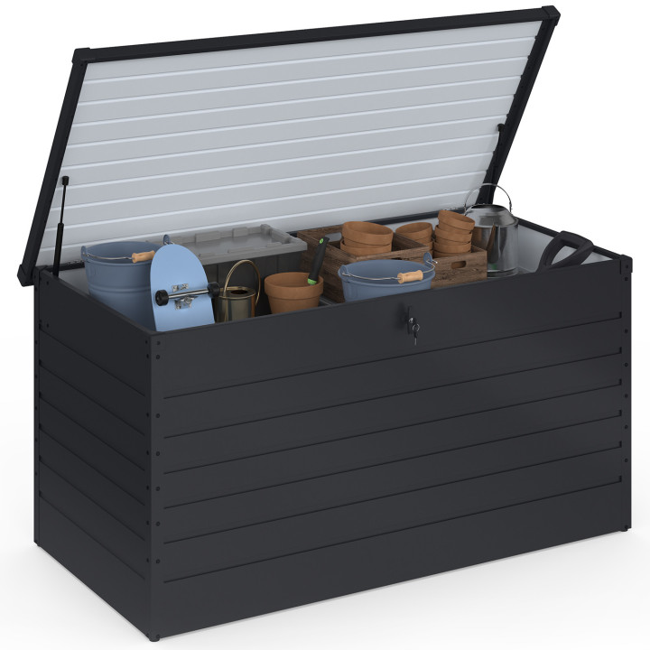 Abschließbare Aufbewahrungsbox aus Metall anthrazitgrau für den Garten 1250L 175x95x90 cm | IdMarket