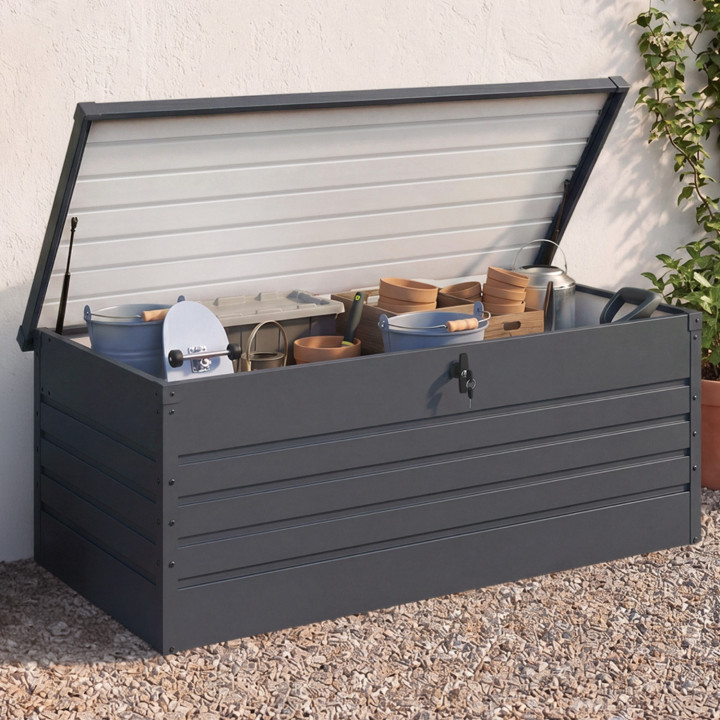 Metall-Gartenbox anthrazitgrau abschließbar 600L | ID Market