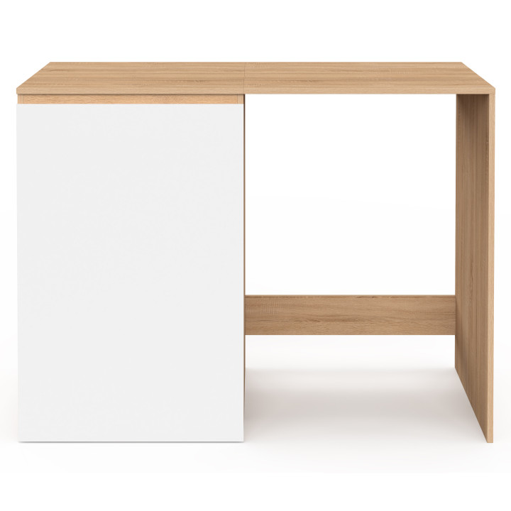 Wasmachine- of drogerkast met TOMI-kast, wastafelmeubel van hout in beukenhoutlook en wit