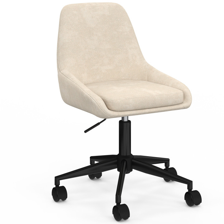 Sedia da ufficio MARTIN in tessuto cinigliato beige, girevole e regolabile in altezza su rotelle