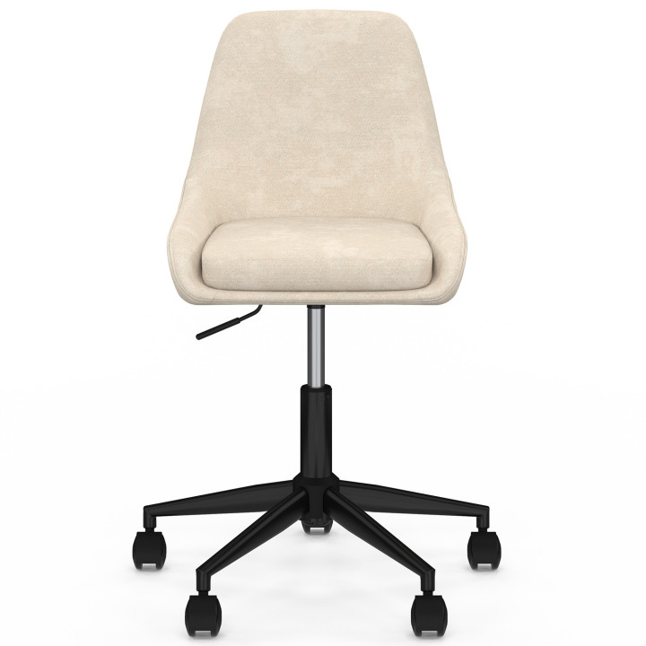 Sedia da ufficio MARTIN in tessuto cinigliato beige, girevole e regolabile in altezza su rotelle
