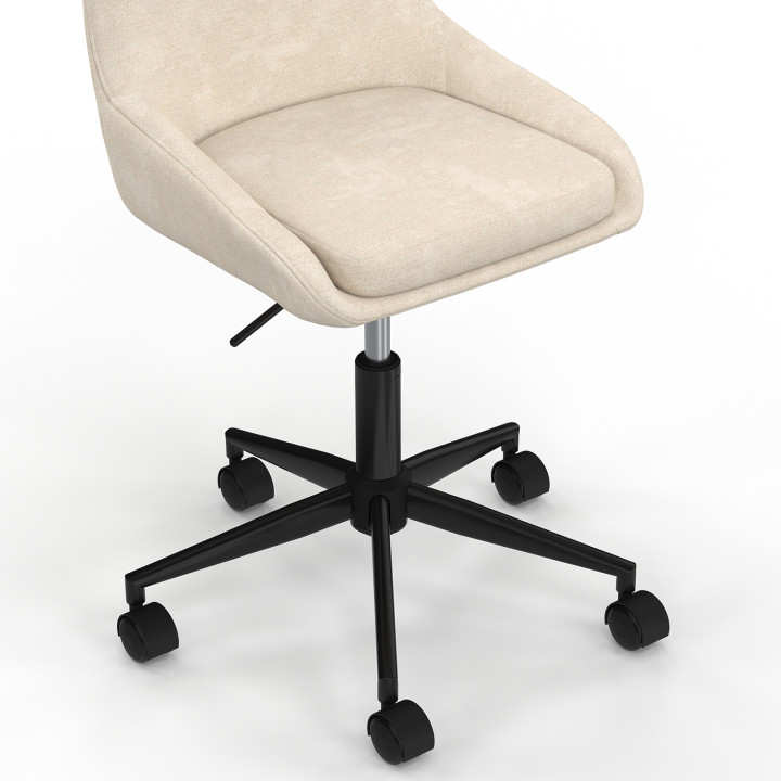Sedia da ufficio MARTIN in tessuto cinigliato beige, girevole e regolabile in altezza su rotelle