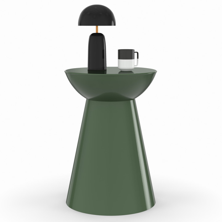 Set di 2 tavolini rotondi, tavolini da salotto, comodini ODETTE da 30 cm in metallo verde kaki
