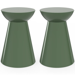 Lot de 2 tables d'appoint rondes, bouts de canapé ODETTE 30 cm métal vert kaki