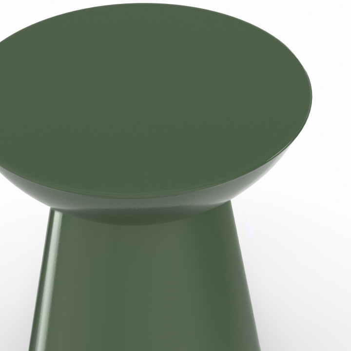 Set di 2 tavolini rotondi, tavolini da salotto, comodini ODETTE da 30 cm in metallo verde kaki