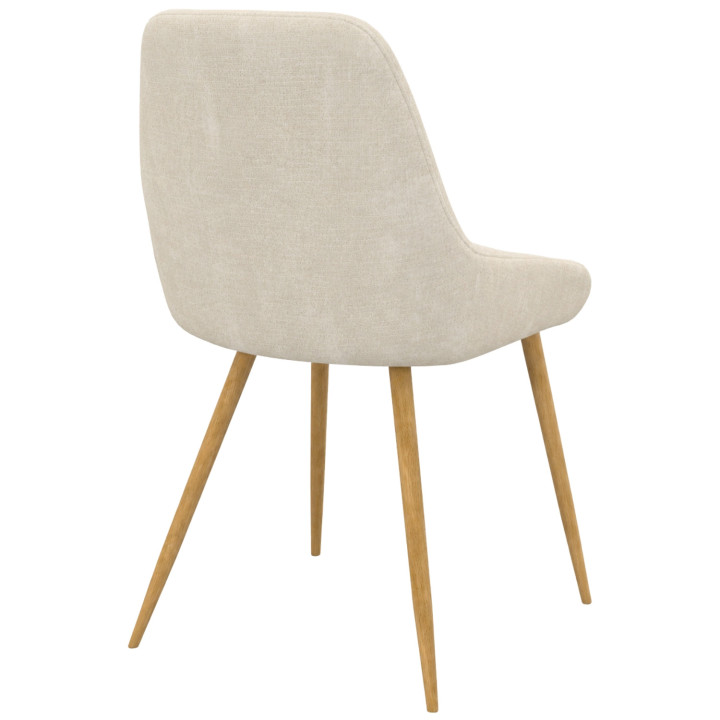 Set di 6 sedie THALYA in tessuto misto ciniglia in taupe x2, beige x2, marrone x2 e gambe effetto legno con braccioli