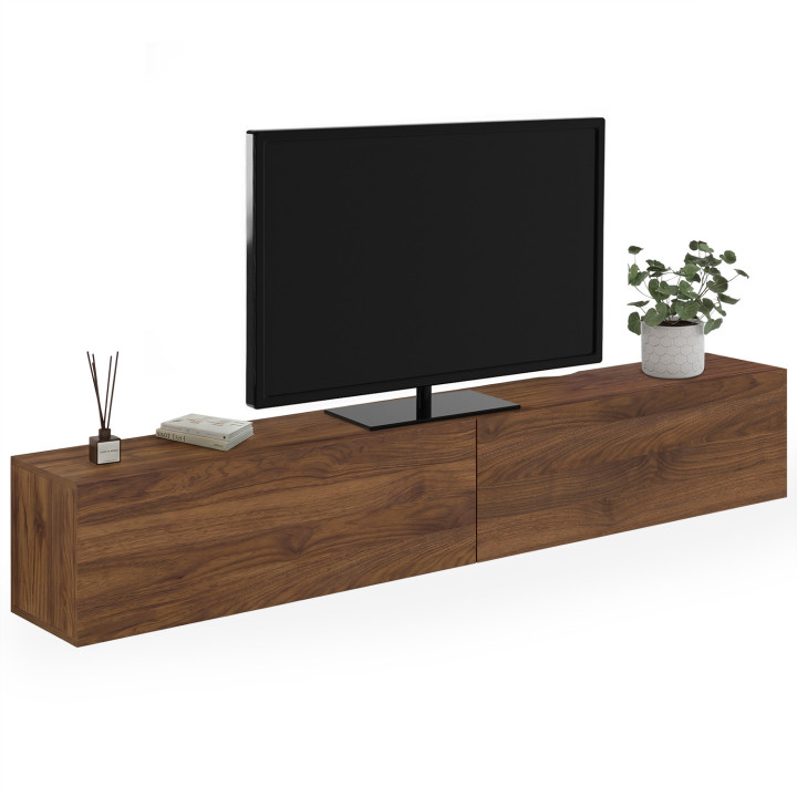 Mobile TV sospeso ELIO 180 cm con 2 ante in legno effetto noce